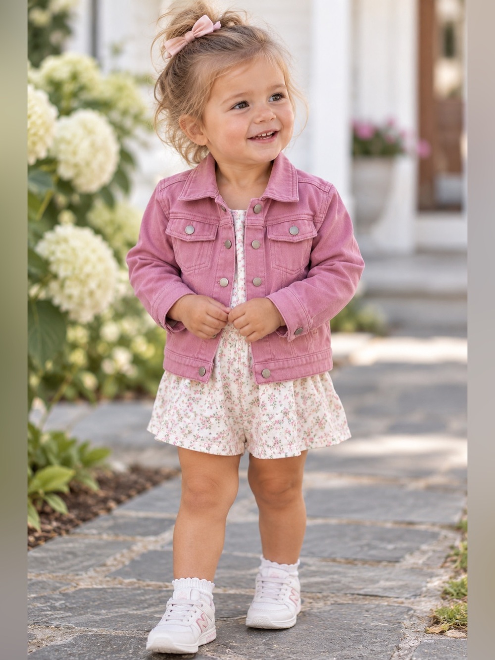 Splendid Girls Pink Denim Trucker Jacket Snap Front 100% Cotton 12-18M